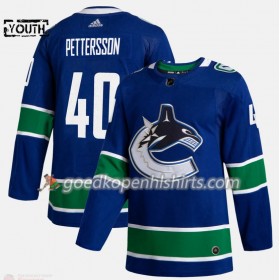 Vancouver Canucks Elias Pettersson 40 Adidas 2019-2020 Blauw Authentic Shirt - Kinderen